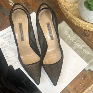 Manolo Blahnik Black Mesh Women's Shoes